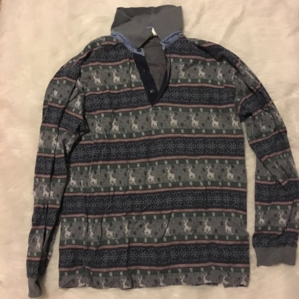 L.L. Bean Reindeer Long Sleeve Polo